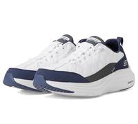 Skechers Men's Contour Foam Cozy Fit Hands Free Slip-in Sneaker, White/Navy, 11 UK Wide