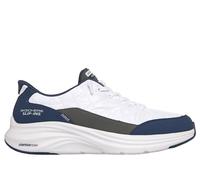 Skechers Men's Contour Foam Cozy Fit Hands Free Slip-in Sneaker, White/Navy, 8 UK Wide