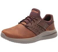 Skechers Men's Delson 3.0 - Ezra Sneaker in Brown, Size 9.5 Wide | Leather/Synthetic/Textile