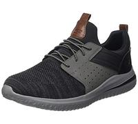 Skechers Men's Delson 3.0-Cicada 210238 Knitted Bungee Lace Slip On, Black/Grey, 6.5 UK Wide