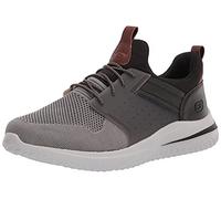 Skechers Men's Delson 3.0-Cicada Knitted Bungee lace Slip on, Grey Black, 7.5 UK