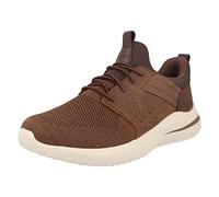 Skechers Men's DELSON 3.0 CICADA Sneaker, Dark Brown Knitted Mesh W/Leather, 13 UK