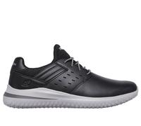 Skechers Men's Delson 3.0 - Ezra Sneaker in Black, Size 6 | Leather/Synthetic/Textile