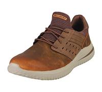 Skechers Men's Delson 3.0 Ezra Sneaker,Dark Brown Leather W/ Mesh,9 UK