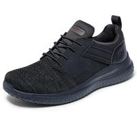 Skechers Men's Work Slip-Resistant: Delson 3.0 - Oteron Sneaker in Black, Size 8 | Textile/Synthetic