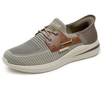 Skechers Men's Shoes Delson 3.0-Roth 210606 Low-Profile Bungee Lace Slip-Ins Taupe/Brown UK 8.5
