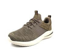 Skechers Men's Delson 3.0 Sneaker, Khaki Knitted Mesh W/Synthetic, 12 UK