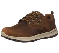 Skechers for man. 65693 Delson Antigo brown leather sneakers (44), Flat, 1 to 3 cm, Laces, Casual