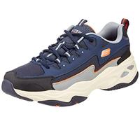 Skechers Men's D'lites 4.0 Sneaker, Navy Leather/Pu/Mesh/Orange Trim, 9 UK