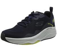 Skechers Men's D'Lux Fitness - Roam Free Sneaker,Navy Mesh/Synthetic/Lime Trim,9.5 UK
