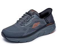Skechers Men's D'lux Walker 2.0 Rezinate Hands Free Slip-in Sneaker, Charcoal/Orange, 7.5 UK X-Wide