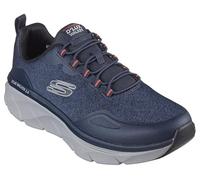 Skechers Men's D'Lux Walker 2.0 Steadyway Trainers, Navy Mesh/Synthetic/Orange Trim, 10 UK
