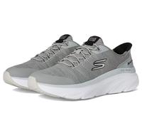 Skechers Men's D'Lux Walker 3.0 Drevven Trainers, Gray Knit/Synthetic/Black Trim, 13