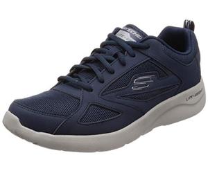 Skechers Men's Dynamight 2.0 Fallford Trainers, Navy Leather Mesh Pu Trim, 11 UK