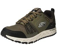 Skechers Men's Escape Plan Trainers, Green Olive Leather Mesh Black Trim Olbk, 9.5 UK