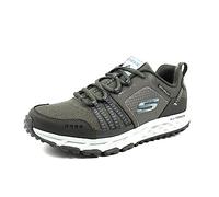 Skechers Men's Escape Plan Trekking Low Cut, Pewter Leather/Mesh/Blue Trim, 5.5 UK