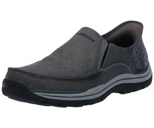 Skechers Men's Expected-Cayson Moc Toe Canvas Slip-Ins, Black, 8 UK