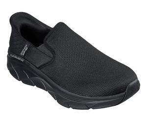 Skechers Mens Extra Wide Fit Hands-Free Slip-ins D'lux Walker 2.0 Rezinate Sneaker, Black, 7 UK X-Wide