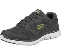 Skechers Men's Flex Advantage 4.0 Sneaker, Charcoal Leather Mesh Pu Trim, 8 UK