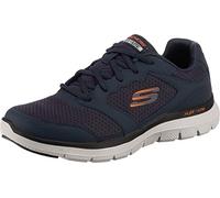Skechers Men's Flex Advantage 4.0 Sneaker, Navy Leather Mesh Pu Trim, 8 UK