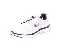 Skechers Men's Flex Advantage 4.0 Sneaker, White Leather Mesh Black Pu Trim, 10 UK