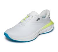 Skechers Men's Go Golf Mens Synthetic Upper Lace Up Spike Less Golf Shoe Slip-in Trainers, White/Blue/Yellow, 10 UK