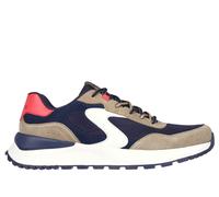 Skechers Men's Fury - Fury Lace Low Sneaker in Navy Blue/Tan, Size 9 | Leather/Textile/Synthetic