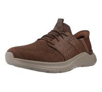 Skechers Men's Garner NEWICK Slip-On, Dark Brown Textile/Synthetic, 8 UK