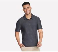 Skechers Men's GO DRI All Day Polo T-Shirt in Black/Charcoal, Size Medium | Polyester