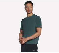 Skechers Men's GO DRI All Day T-Shirt in Stone/Olive, Size Small | Polyester/Recycled Polyester/Elastane