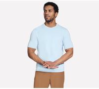 Skechers Men's GO DRI Pima Crew Top in White/Blue/Orange, Size 2XL | Pima Cotton/Lyocell/Spandex