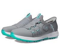 Skechers Men's Go Elite 5 Arch Fit Waterproof Slip in Golf Shoe Sneaker, Gray/Aqua, 9.5