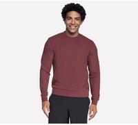Skechers Men's GO KNIT Waffle Ease Crew Top in Chocolate/Burgundy, Size Medium | Polyester/Rayon/Polyester