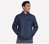 Skechers Men's GO SHIELD Cosy Fit Altitude Bonded Jacket in Charcoal/Navy Blue, Size Medium | Polyester