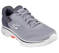Skechers Mens Go Walk 7 Construct Trainers, Grey and Orange Textile Synthetic, 7.5 UK
