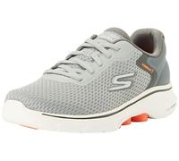 Skechers Mens Go Walk 7 Construct Trainers, Grey and Orange Textile Synthetic, 9 UK