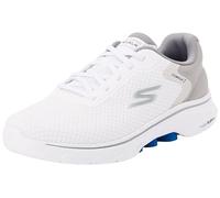 Skechers Mens Go Walk 7 Construct Trainers, White and Grey Textile Synthetic, 8 UK