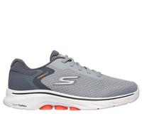 Skechers Men's GO WALK 7 - The Construct Sneaker in Gray/Orange, Size 8 | Textile/Synthetic, Vegan, Machine Washable