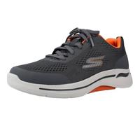 Skechers Men's Sneaker Go Walk Arch Fit Idyllic - Charcoal Textile/Synthetic, Orange Trim - UK 6