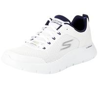 Skechers Men's GO Walk Flex Independent Trainers, White and Navy Synthetic/Textile, 10.5 UK