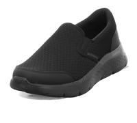 Skechers Men's Go Walk Flex Request Slip-On Sneakers, Black Textile/Black Leather, 11.5 UK