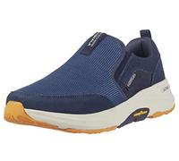 SKECHERS Men's Go Walk Outdoor-Athletic Slip-On Trail Hiking Shoes with Air Cooled Memory Foam Sneaker, Navy/Yellow, 12.5