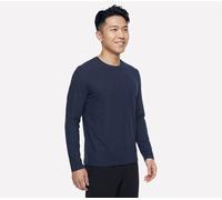 Skechers Men's Godri All Day Long Sleeve T-Shirt in Navy Blue, Size Medium | Polyester
