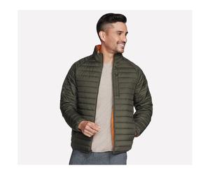 Skechers Mens Goshield Altitude Solid Patterned Ribbed Cuff Softshell Jacket in Brown/Olive - Size Small