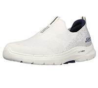 Skechers Men's Gowalk 6-Stretch Fit Slip-On Athletic Performance Walking Shoe, White/Navy, 10.5