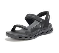 Skechers mens Hands Free Slip-ins Go Walk Glide Step 2.0 Quarter Strap Sandal, Black/Black, 7 UK