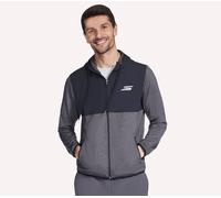 Skechers Men's Harry Kane Weekend Full Zip Hoodie in Black/Charcoal, Size Large | Polyester/Clear Spandex