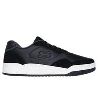 Skechers Men's Koopa Court - Volley Low Varsity Sneaker in Black, Size 9.5 | Leather/Synthetic/Textile