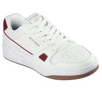 Skechers Men's Koopa Harry Kane Court Sneaker, White Leather, Suede/Mesh/Burgundy Trim, 8 UK