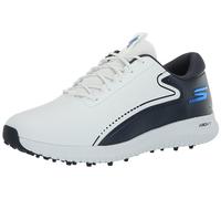 Skechers Men's Max 2 Arch Fit Waterproof Spikeless Golf Shoe Sneaker, White/Navy Blue, 7.5 UK Wide